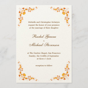 Invitación 5 x de la boda del follaje del otoño