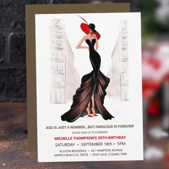 Invitación 5O Y FABULOSA ELEGANTE MODA Cumpleaños DE LAS MUJE (Subido por el creador)