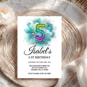 Invitación 5ta Salpicadura de Pintura Arcoíris, Cumpleaños de
