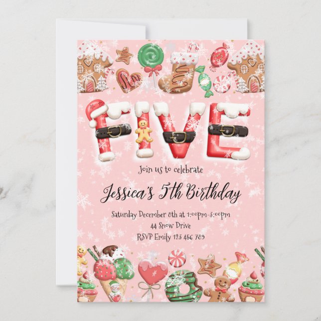Invitación 5th Birthday Christmas Party Invitation (Anverso)