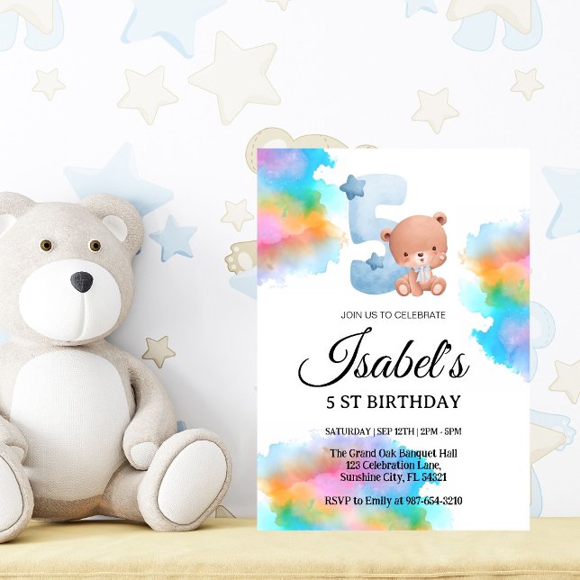 Invitación 5to Splash de Pintura Arcoíris, Cumpleaños de osit (Subido por el creador)