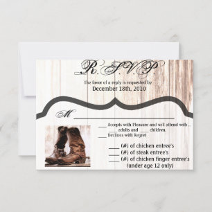 Invitación 5x3.5 R.S.V.P. CardBoots País Rústico Occidente No