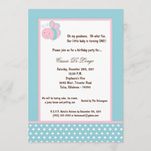 Invitación 5x7 azules claros manosean la abeja que la fiesta