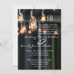 Invitación 5x7 Bombillas de campo invitadas a bodas