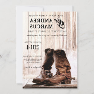 Invitación 5x7 Boots Country Rustic Western Wedding Invitació