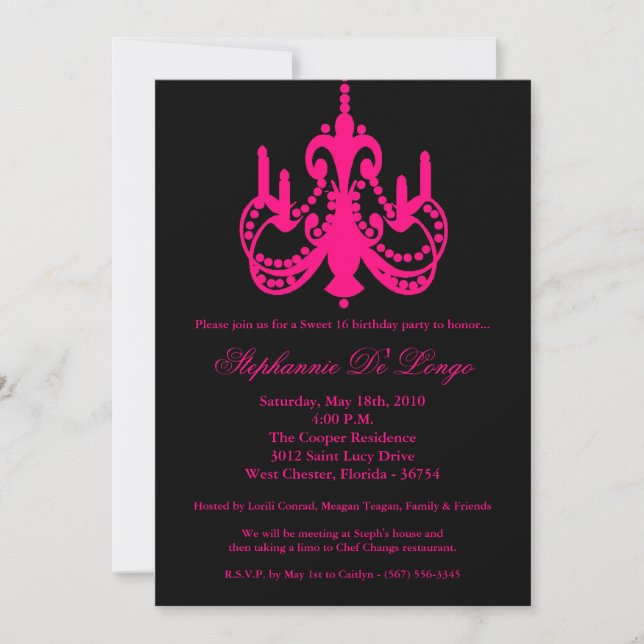 Invitación 5x7 candelabro dulce 16 Parte de cumpleaños Invita (Anverso)