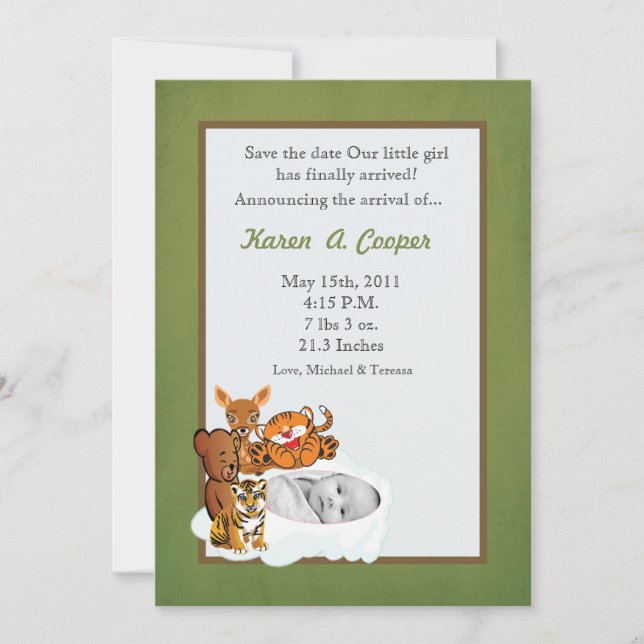 Invitación 5x7 Circle PHOTO Gril y Friends Baby Show (Anverso)