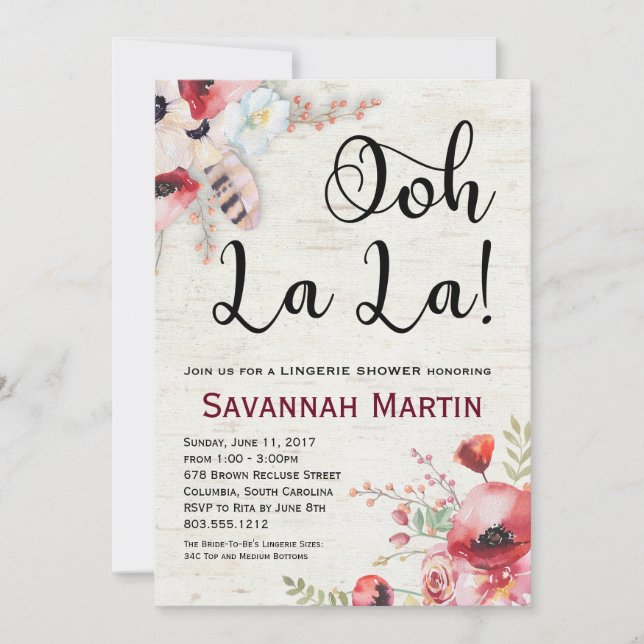 Invitación 5x7 de la ducha de la ropa interior del (Anverso)