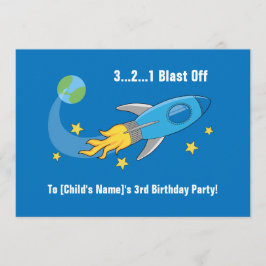 Invitación 5x7 del cumpleaños de la nave de Rocket