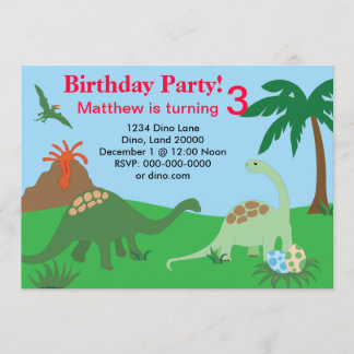 Invitación 5x7 del cumpleaños del dinosaurio