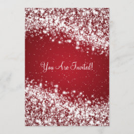 Invitación 5x7 Elegante Boda Sparkling Wave Red