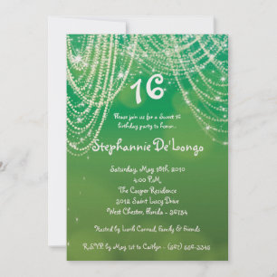 Invitación 5x7 Glitz Glimmer Sweet 16 Birthday Invitation
