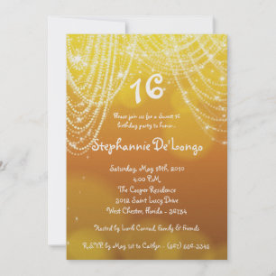 Invitación 5x7 Glitz Glimmer Sweet 16 Birthday Invitation