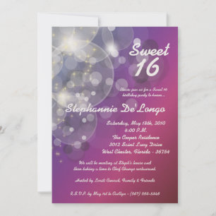 Invitación 5x7 Glitz Glimmer Sweet 16 Birthday Invitation