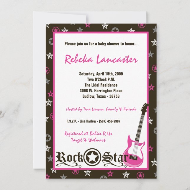 Invitación 5x7 - Invitación a Baby Shower de Chica (Anverso)