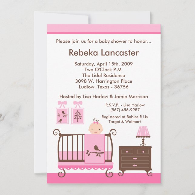 Invitación 5x7 - Invitación a Baby Shower del Chic (Anverso)