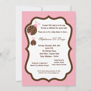Invitación 5x7 Light Pink Lady Bug Baby Shower