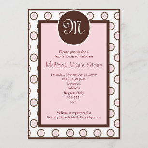 Invitación 5x7 Punto de moda Rosa, Mauve y Brown Baby Shower