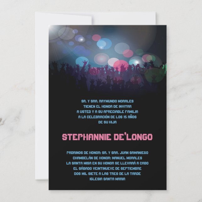 Invitación 5x7 Spanish Band Quinceanera Birthday Invitation (Anverso)