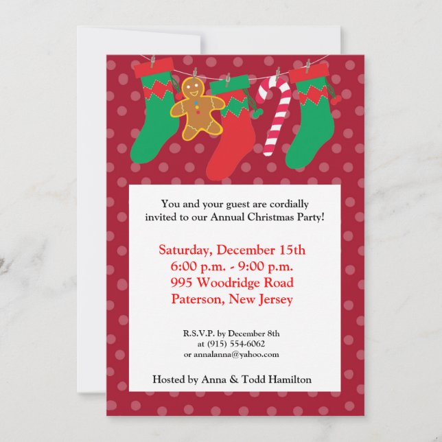 Invitación 5x7 Stocking / Presents on Fire Place Invitation (Anverso)