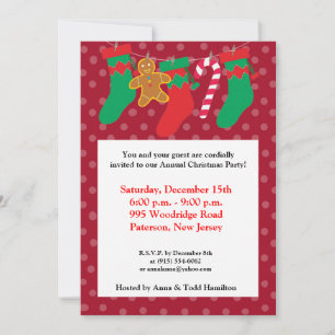 Invitación 5x7 Stocking / Presents on Fire Place Invitation