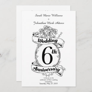 Invitación 6º Aniversario Boda Rosas