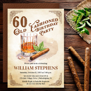 Invitación 60ª Fiesta de Cumpleaños de Whisky con Cigarro a l