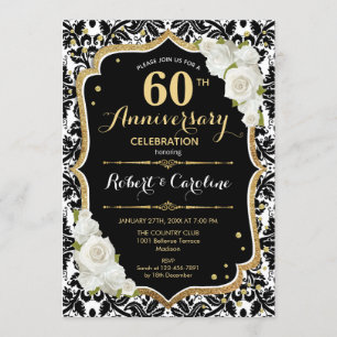 Invitación 60º Aniversario - Blanco Negro Dorado