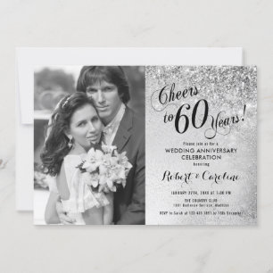 Invitación 60º Aniversario con Foto - Plata
