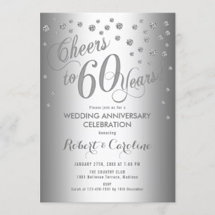 Invitación 60º Aniversario de Boda - Blanco Plata