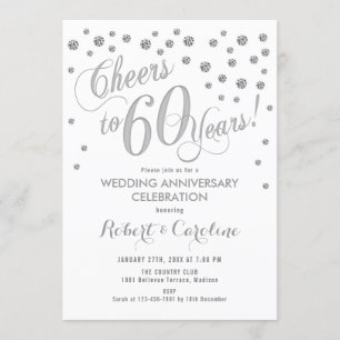 Invitación 60º Aniversario de Boda - Blanco Plata