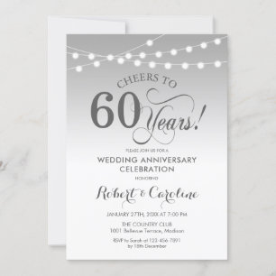 Invitación 60º Aniversario de Boda - Blanco Plateado