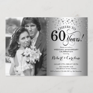Invitación 60º Aniversario de Boda con Foto - Plata