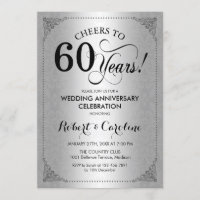 60º Aniversario de Boda - Damask Negro Plateado
