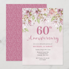 Invitación 60º Aniversario de Boda Floral Rosa