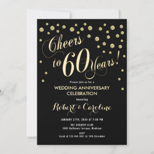 Invitación 60º Aniversario de Boda - Negro y Dorad