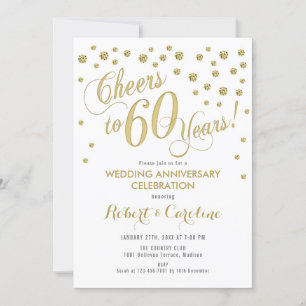 Invitación 60º Aniversario de Boda - Oro y Blanco