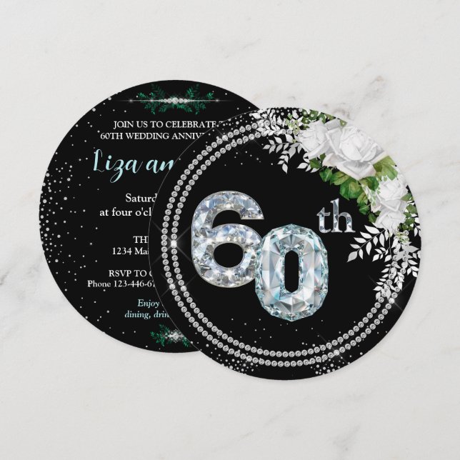 Invitación 60º Aniversario de Bodas de Diamante (Anverso / Reverso)
