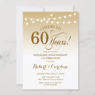 Invitación 60º Aniversario de Bodas - Oro Blanco