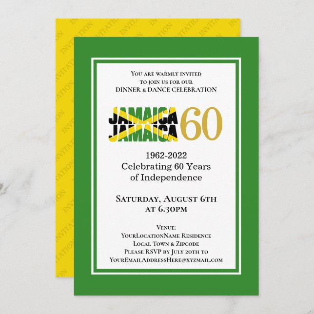 Invitación 60º Aniversario de la Independencia de Jamaica (Anverso / Reverso)