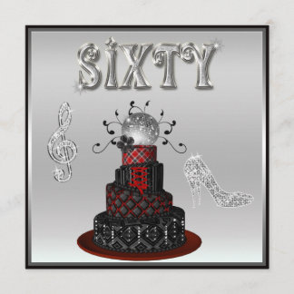 Invitación 60º cumpleaños Disco Diva Tos de plata rosca