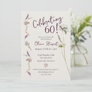 Invitación 60.ª acuarela de Boho Floral