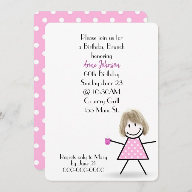 Invitación 60.ª Brunch Stick Girl (Anverso / Reverso)