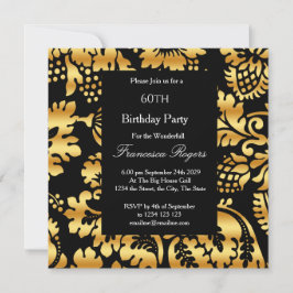 Invitación 60.ª Elegante Fiesta de Cumpleaños Gold Black