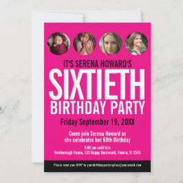 Invitación 60.ª festividad de círculos de fotos en blanco y n