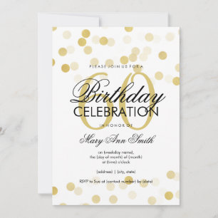 Invitación 60.ª festividad Relieve metalizado dorado Faux Pur