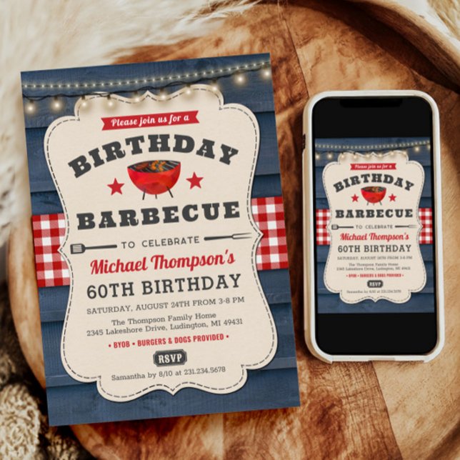 Invitación 60.ª Fiesta de barbacoa de verano de cumpleaños (60th Birthday Invitation, Barbecue Invitation, BBQ Invitation, BBQ Invite, Summer Party Invite)