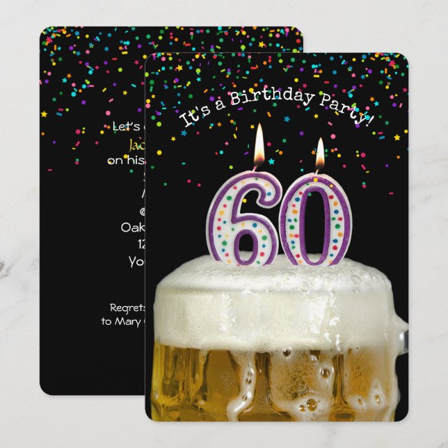 Invitación 60.ª Fiesta de Cervezas de Cumpleaños (Anverso / Reverso)