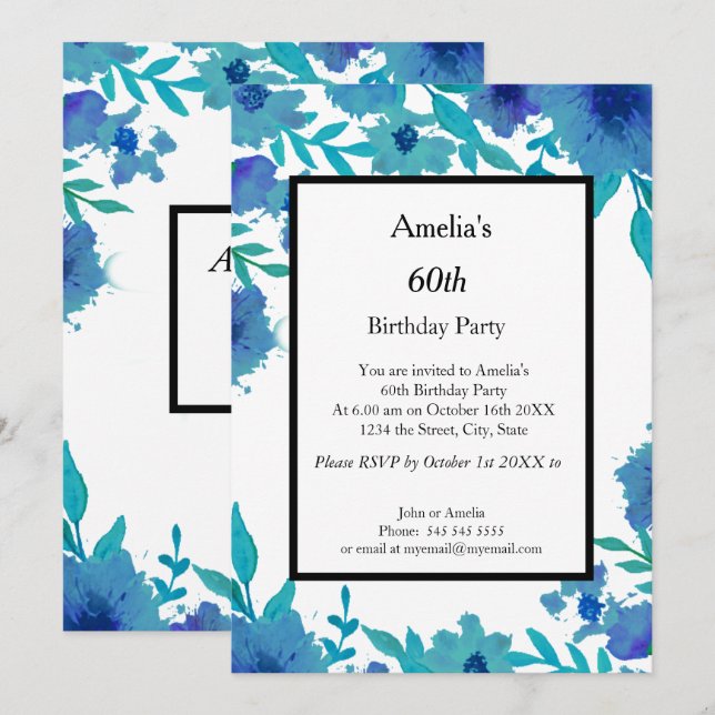 Invitación 60.ª fiesta de cumpleaños (Anverso / Reverso)