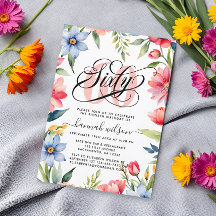 60.ª fiesta de cumpleaños acuarela Floral Foto